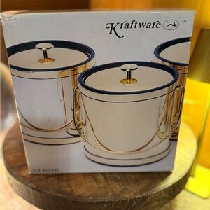 Kraftware Double Insulated Plastic Ice Bucket Gold Clear Protective Coating